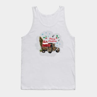 Christmas Truck With Leopard Pattern Tank Top